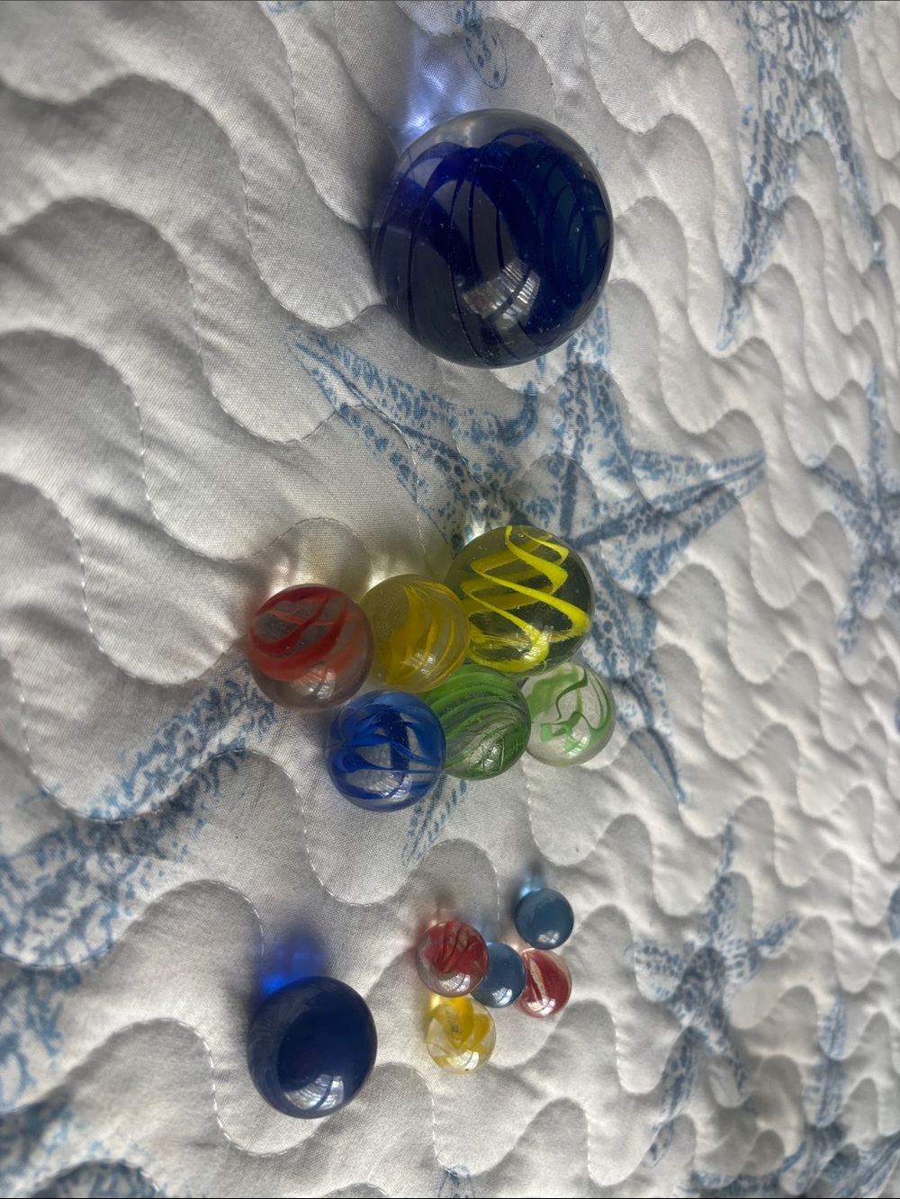 Vintage Colorful Glass Marbles Set - Assorted Blue, Yellow, Green, Red
